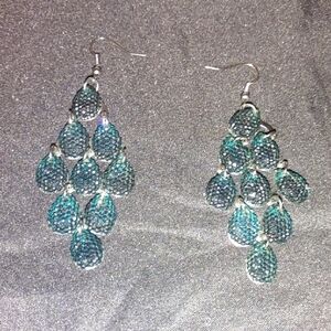 Elegant Silver and Blue Teardrop Earrings